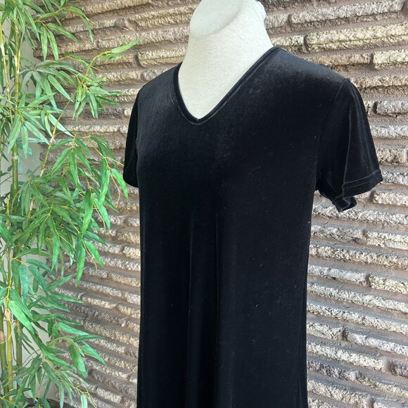 Cassini Vintage Black Velvet Short Sleeve Maxi Dress Size Large - Picture 5 of 7